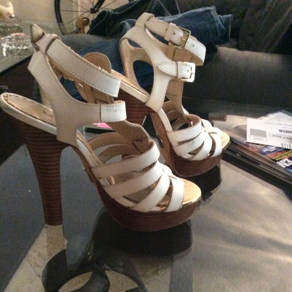 Bebe White Platform High Heels